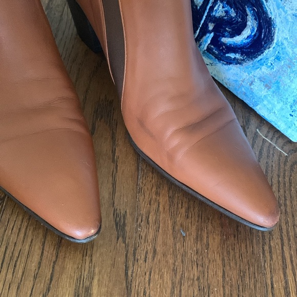 Walter Steiger Vintage Handmade Cognac Leather Slip-On Sz 37.5 Italy Western - Picture 10 of 12